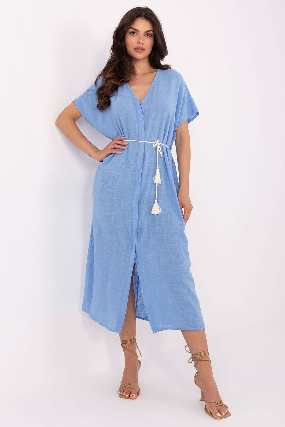 Cotton Midi Dress Breathable Summer Shirt Dress