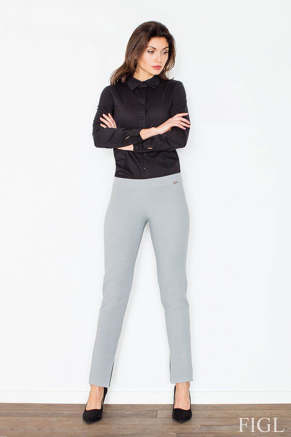 Straight Cut Women Trousers with Side Zip and Slit Hem - INDIEZ COUTURE