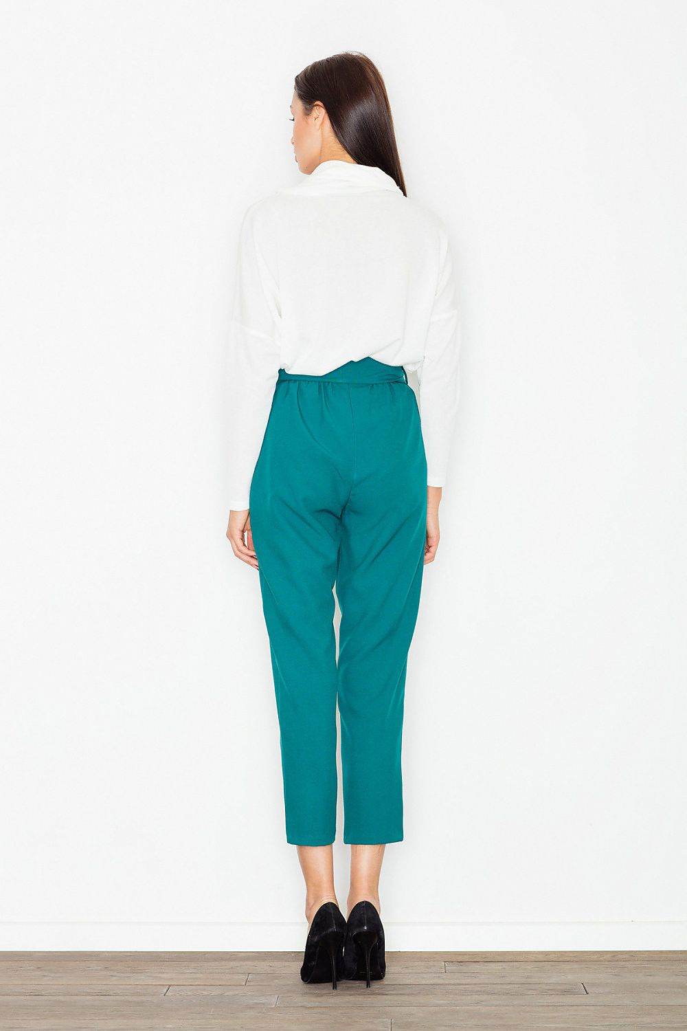 Women's Trousers with Decorative Crease and Sash Tie - INDIEZ COUTURE