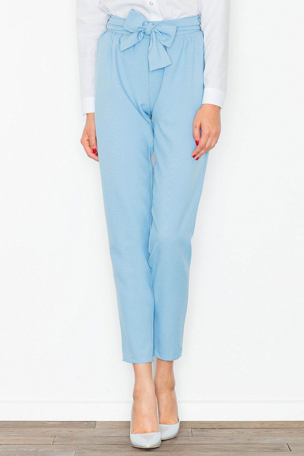 Women's Trousers with Decorative Crease and Sash Tie - INDIEZ COUTURE