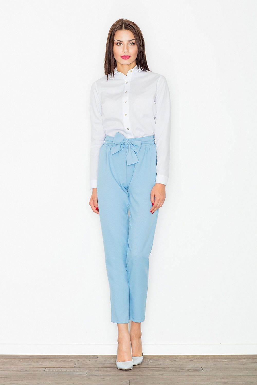 Women's Trousers with Decorative Crease and Sash Tie - INDIEZ COUTURE