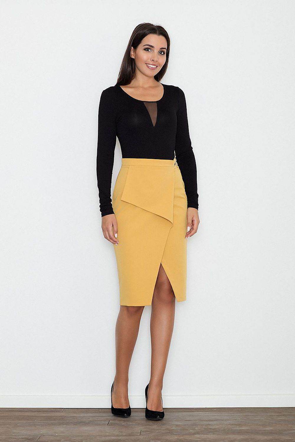 Classic Cotton Skirt with Front Flap and Belt - INDIEZ COUTURE