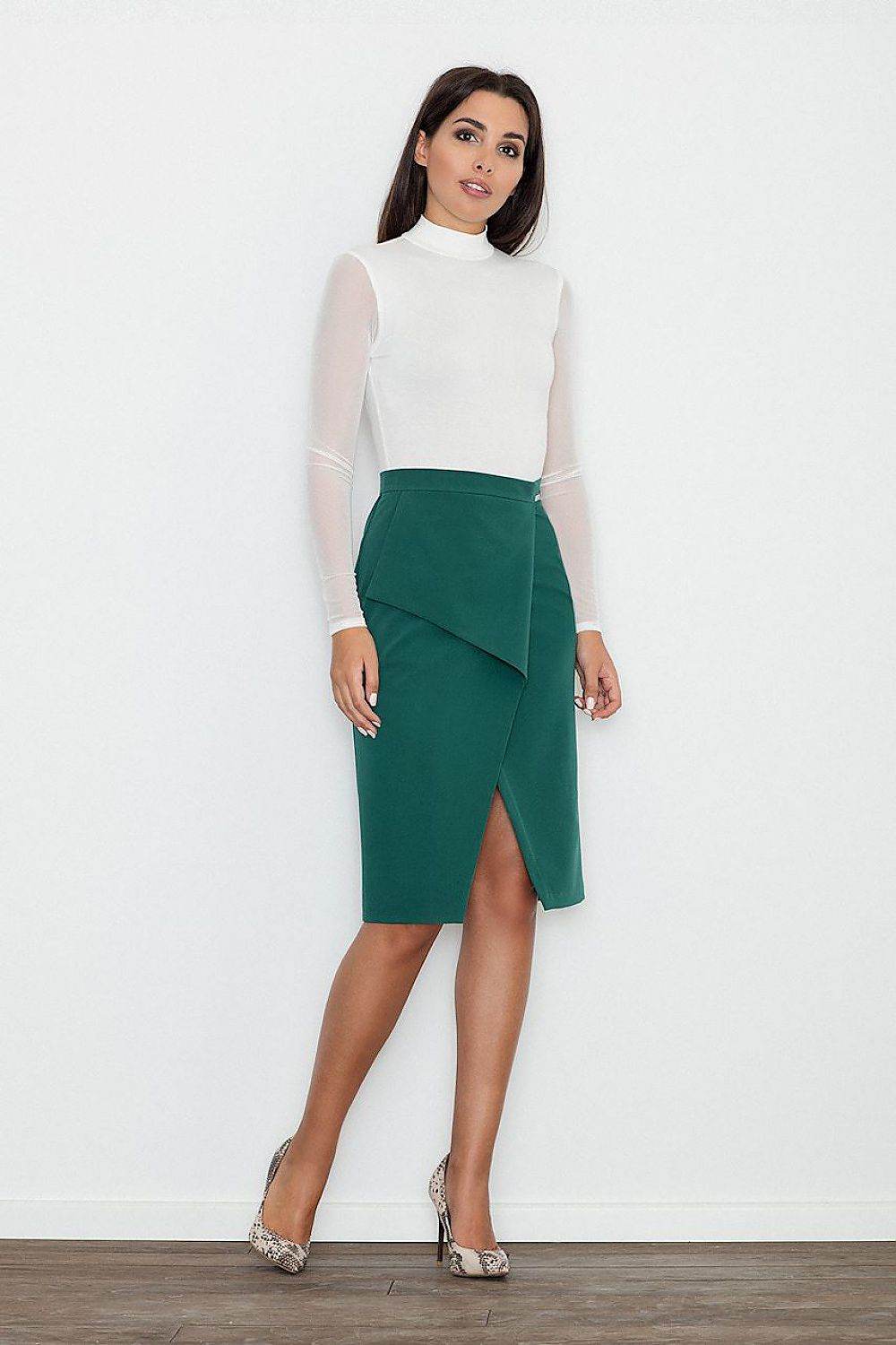 Classic Cotton Skirt with Front Flap and Belt - INDIEZ COUTURE