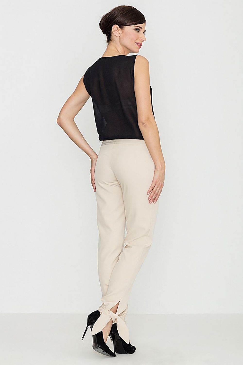 Chic Straight Leg Trousers with Decorative Bow Detail - INDIEZ COUTURE