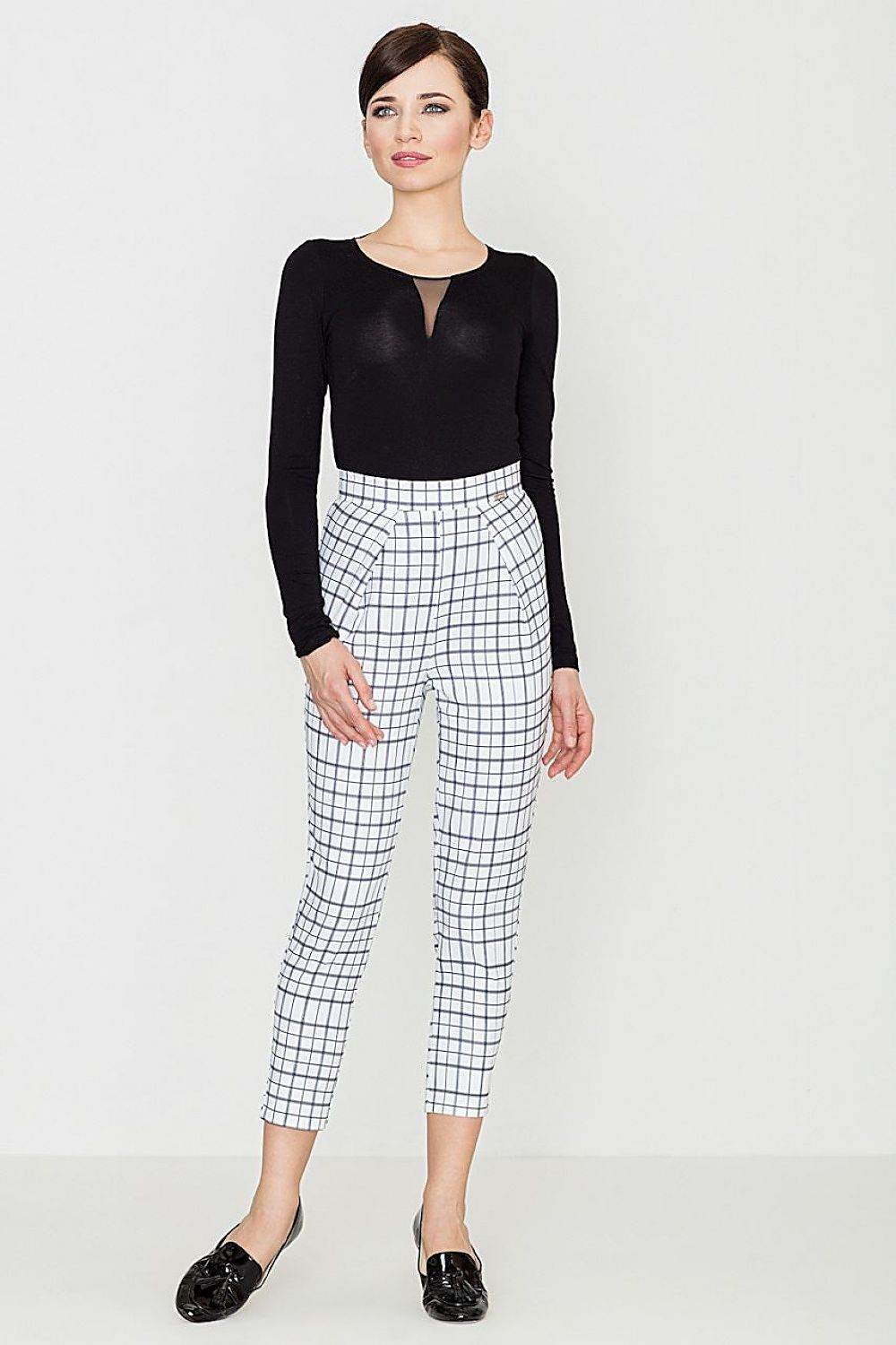 Elegant Retro Check Women Trousers with Elevated Waist - INDIEZ COUTURE