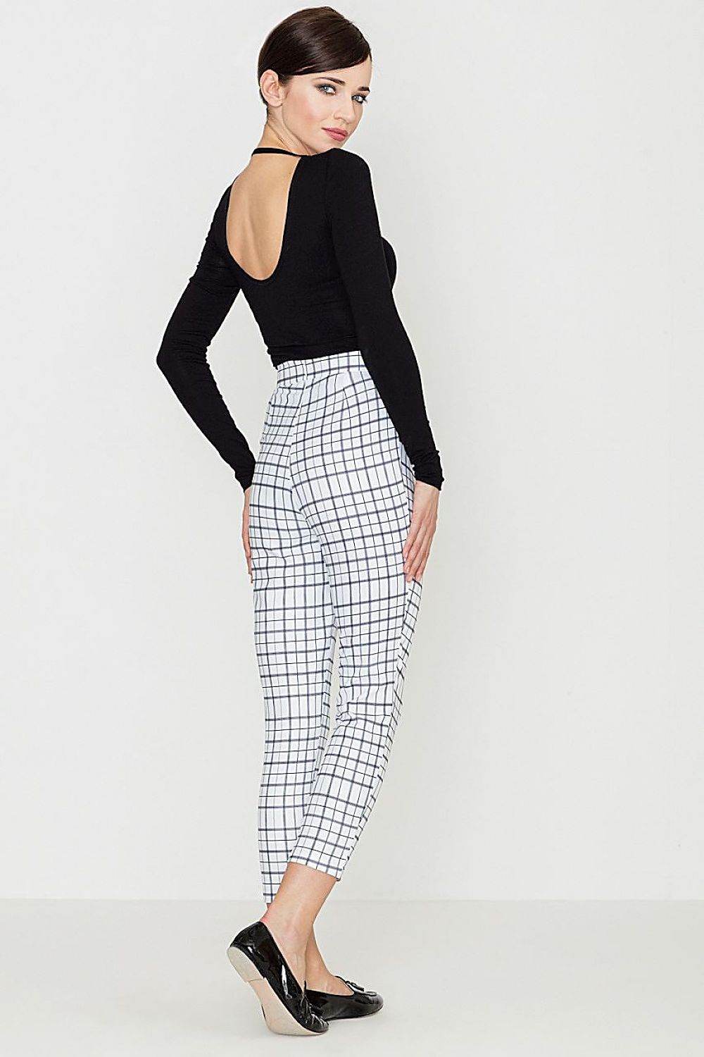 Elegant Retro Check Women Trousers with Elevated Waist - INDIEZ COUTURE