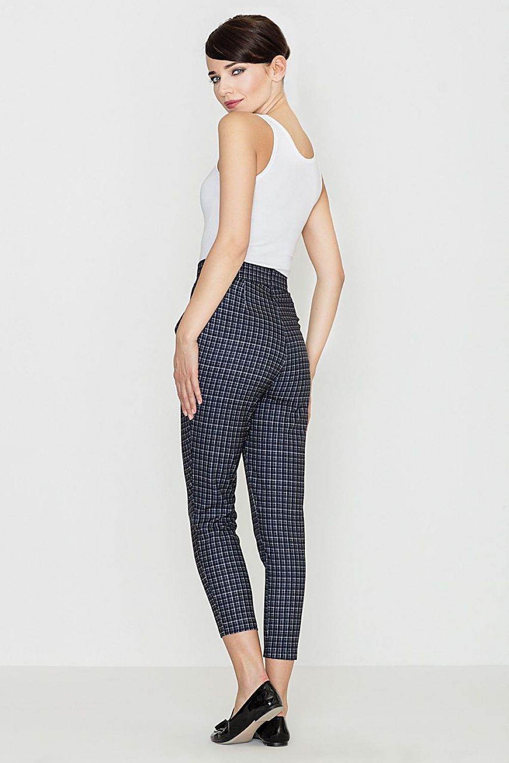 Elegant Retro Check Women Trousers with Elevated Waist - INDIEZ COUTURE