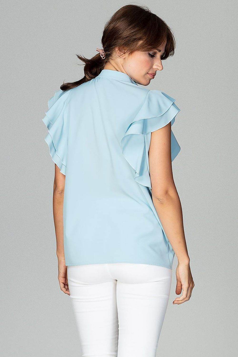 Loose Fit Frill Sleeve Shirt with Decorative Buttons - INDIEZ COUTURE