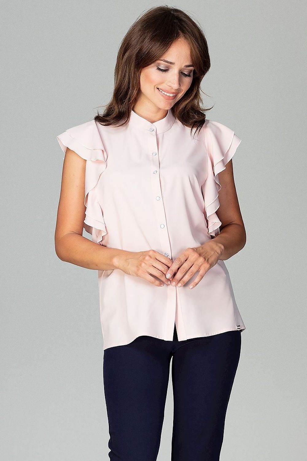 Loose Fit Frill Sleeve Shirt with Decorative Buttons - INDIEZ COUTURE