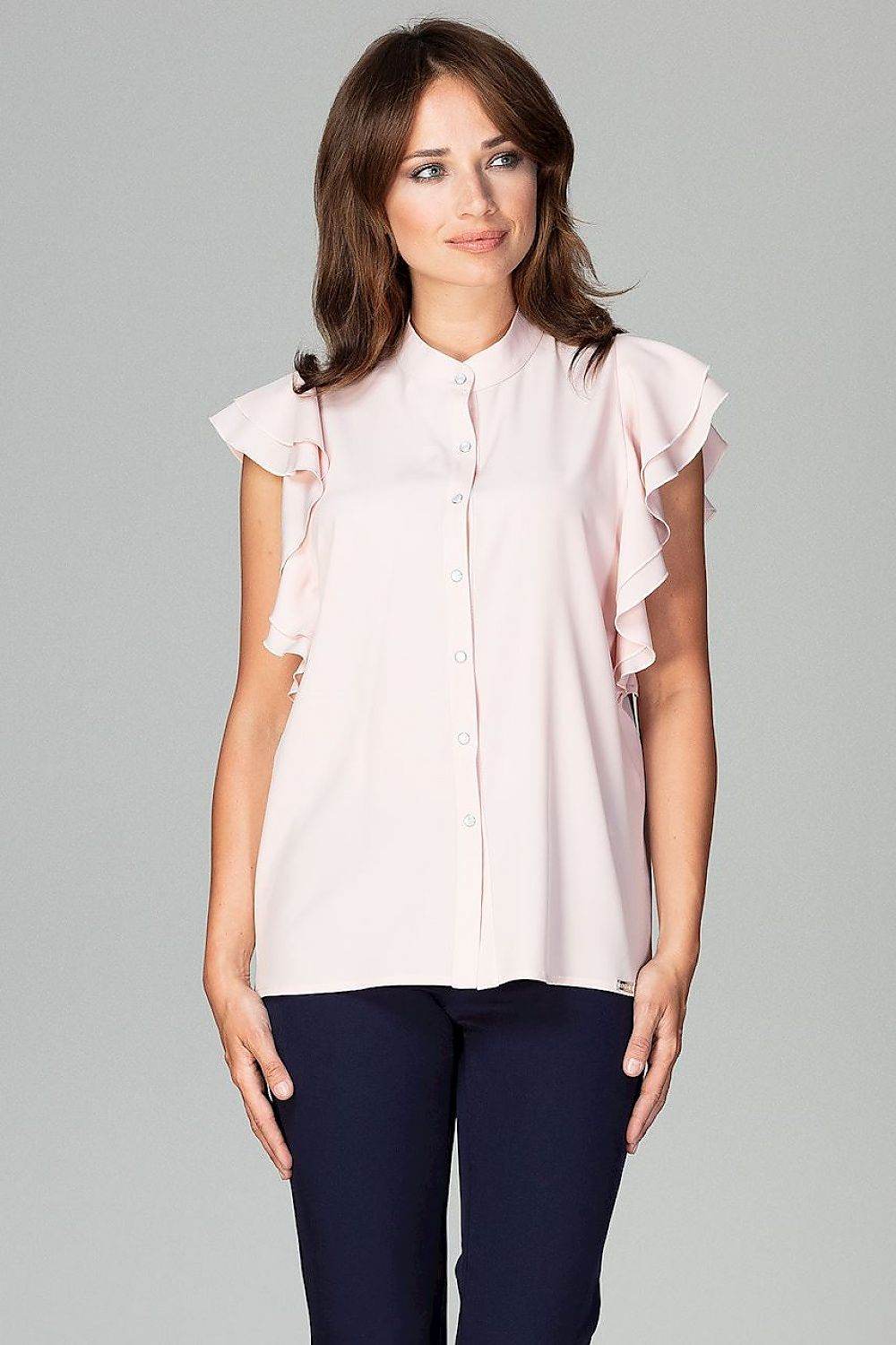 Loose Fit Frill Sleeve Shirt with Decorative Buttons - INDIEZ COUTURE