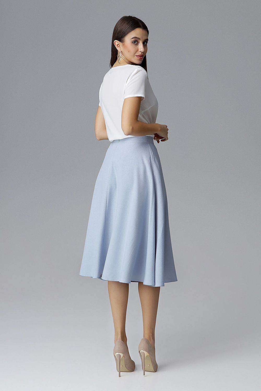 Belted Flared Skirt with Covered Zip - INDIEZ COUTURE