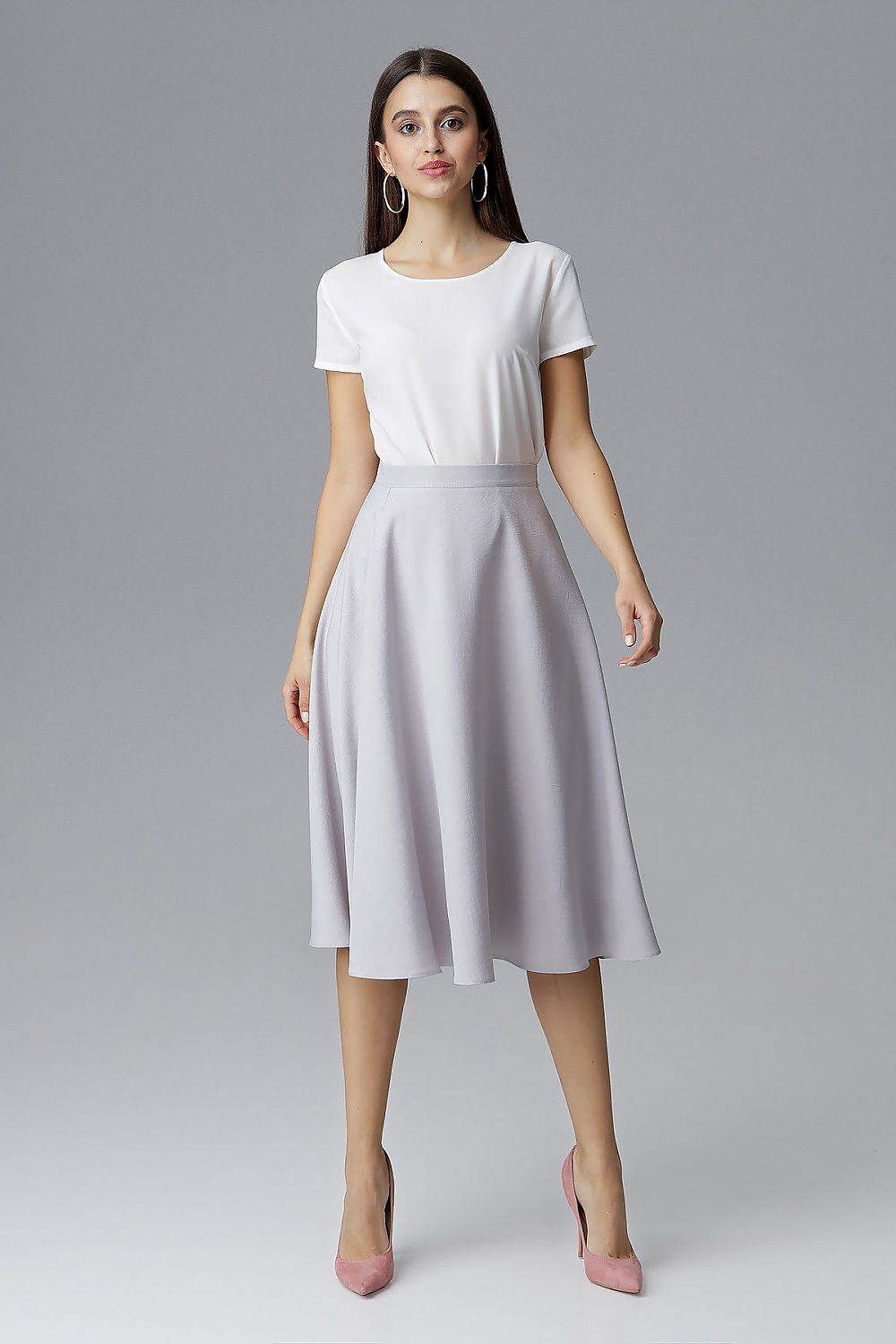 Belted Flared Skirt with Covered Zip - INDIEZ COUTURE