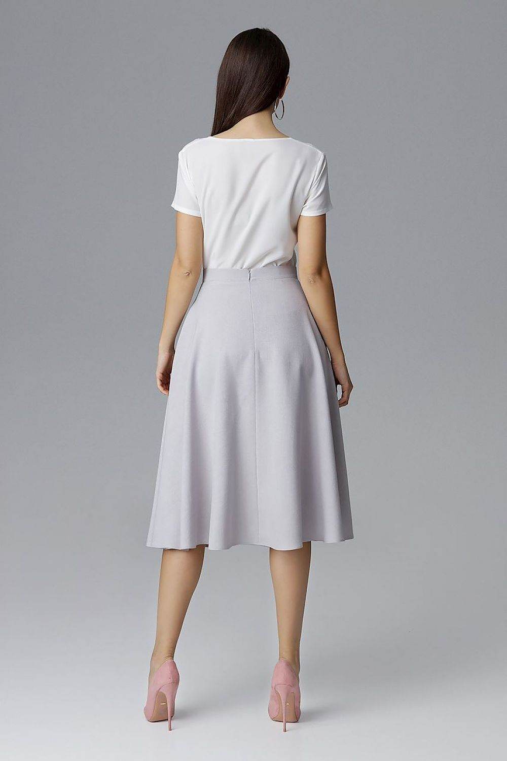 Belted Flared Skirt with Covered Zip - INDIEZ COUTURE