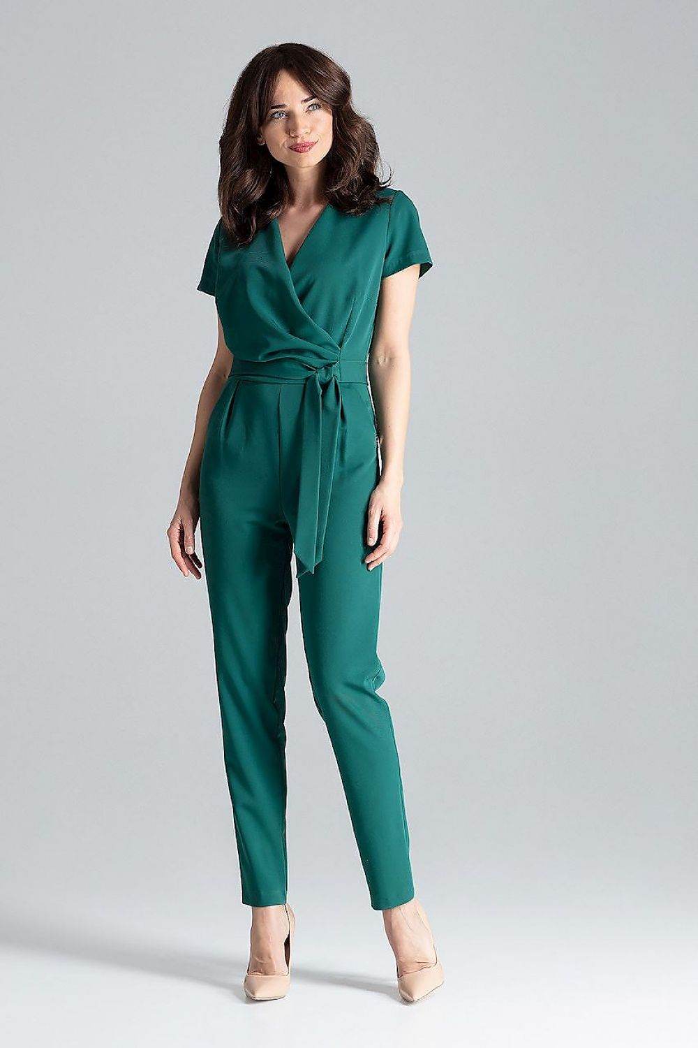 Chic Short-Sleeved Jumpsuit with Elegant Drape - INDIEZ COUTURE
