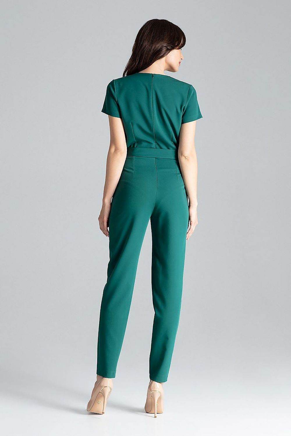 Chic Short-Sleeved Jumpsuit with Elegant Drape - INDIEZ COUTURE