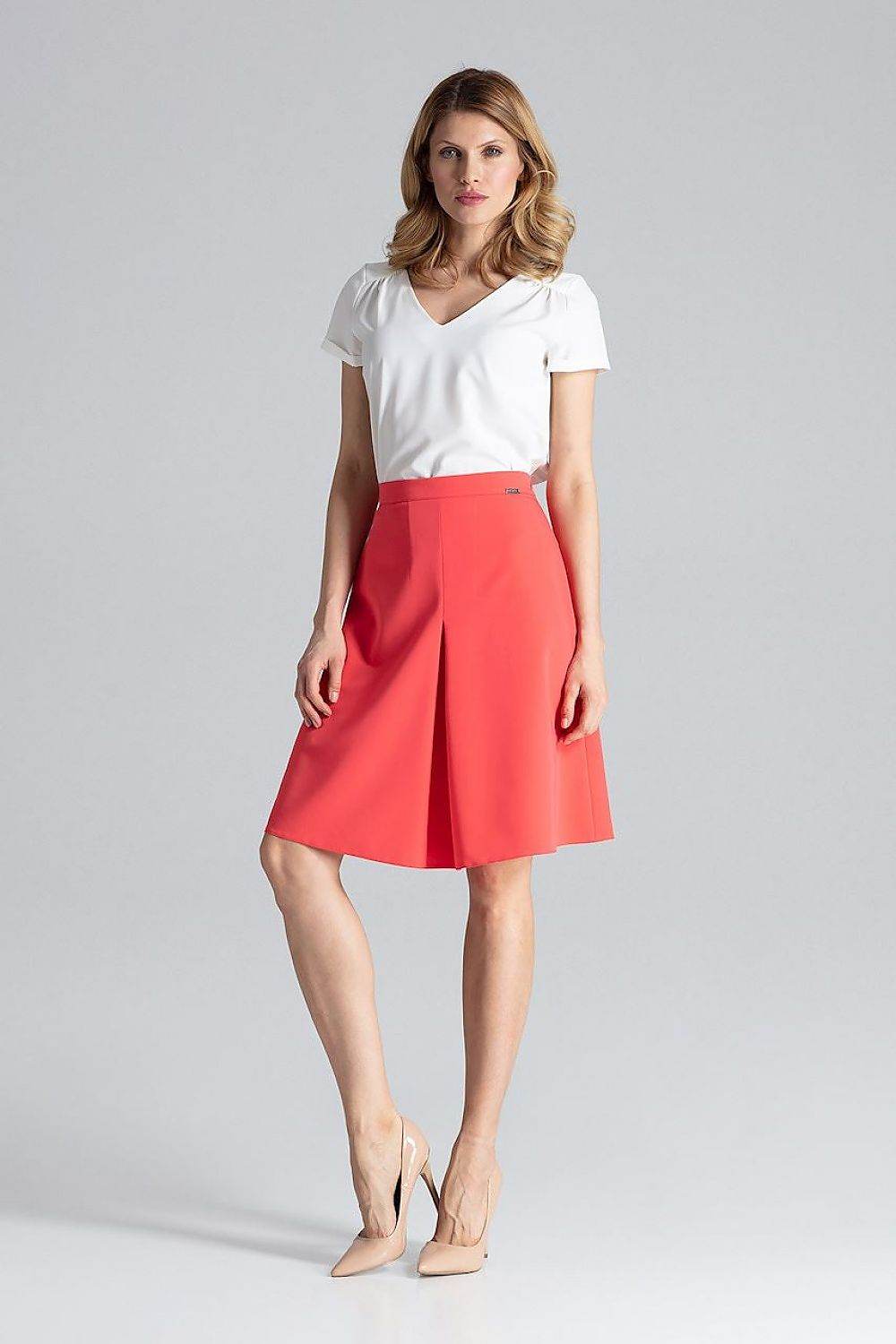 A-Line Midi Skirt with Contrast Pleats - INDIEZ COUTURE