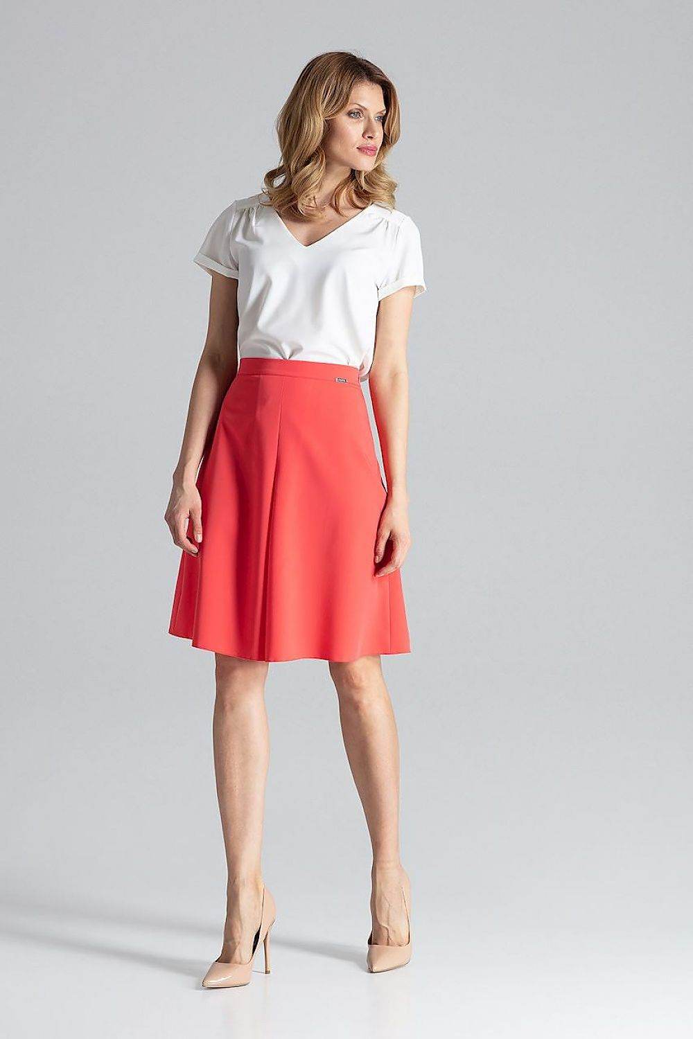 A-Line Midi Skirt with Contrast Pleats - INDIEZ COUTURE