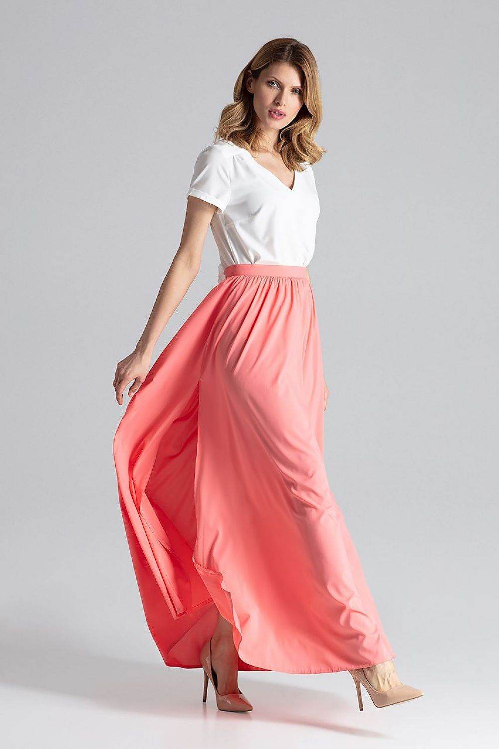 Long Wide Skirt with Side Slits and Zipper - INDIEZ COUTURE