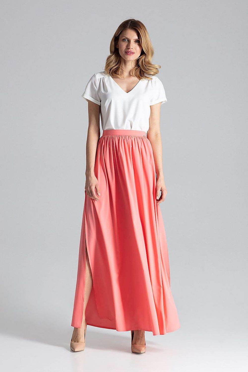 Long Wide Skirt with Side Slits and Zipper - INDIEZ COUTURE