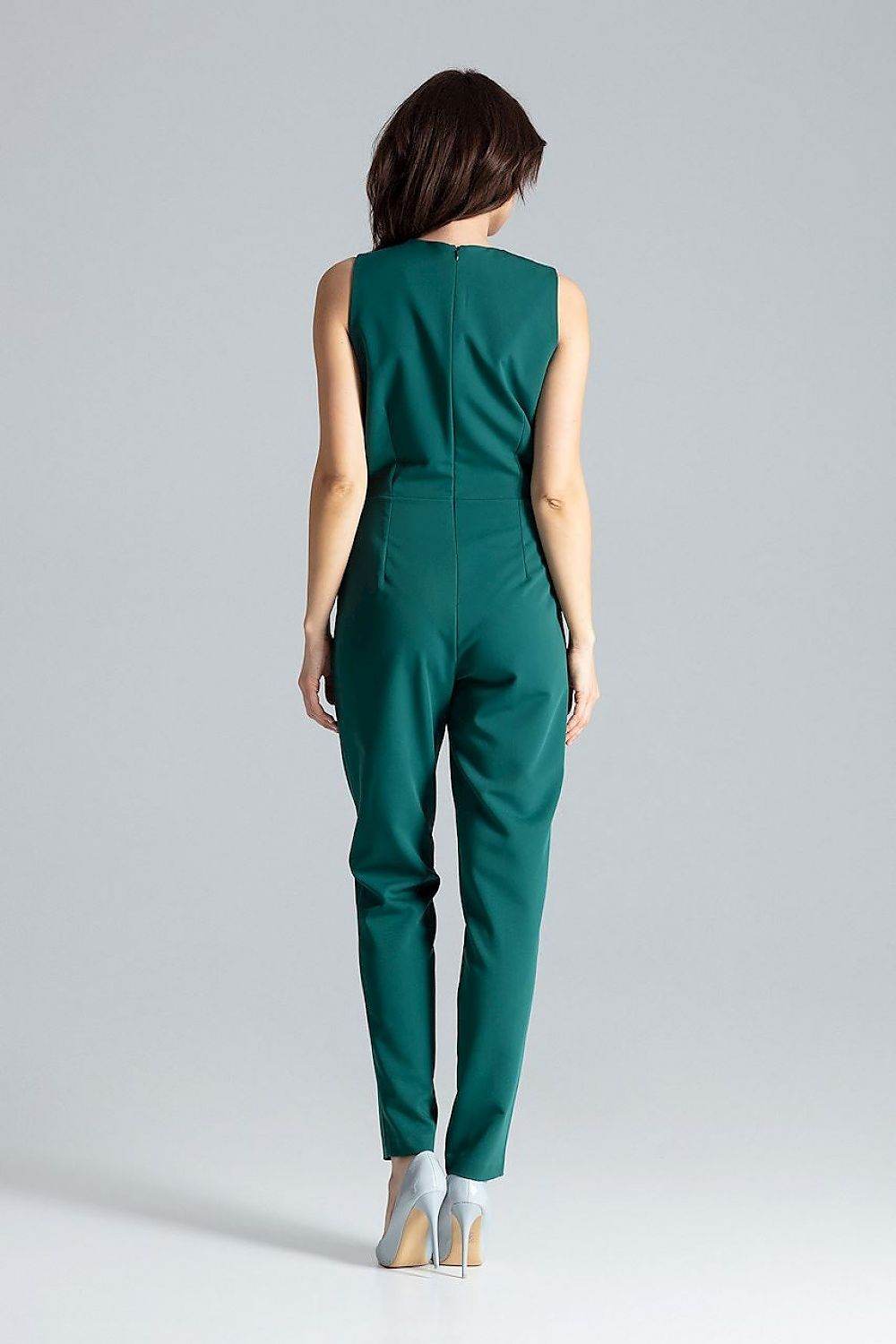 Elegant Sleeveless Jumpsuit with Decorative Snap Fasteners - INDIEZ COUTURE