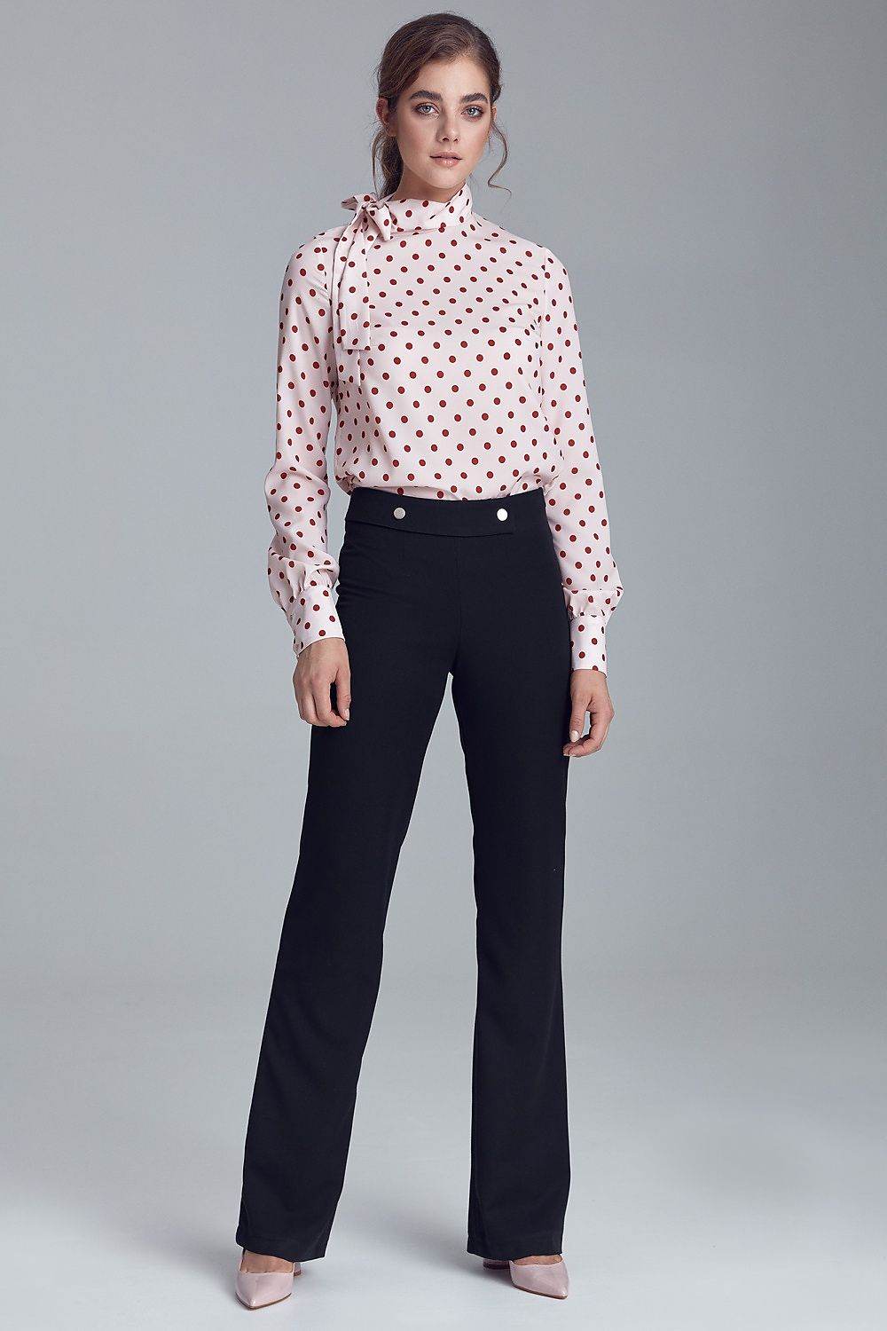 Stylish Office Trousers with Decorative Buttons and Straight Cut - INDIEZ COUTURE