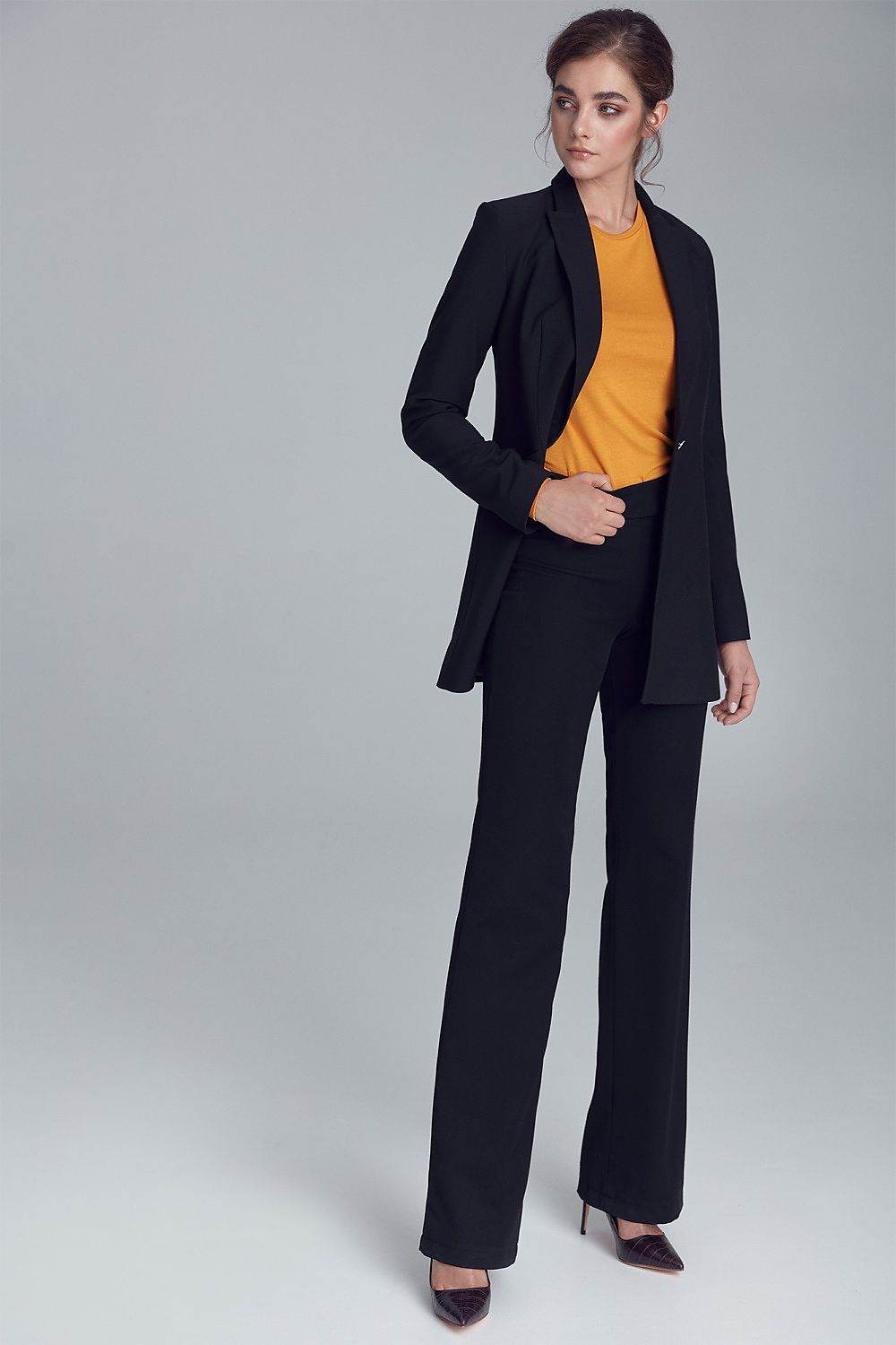 Stylish Office Trousers with Decorative Buttons and Straight Cut - INDIEZ COUTURE