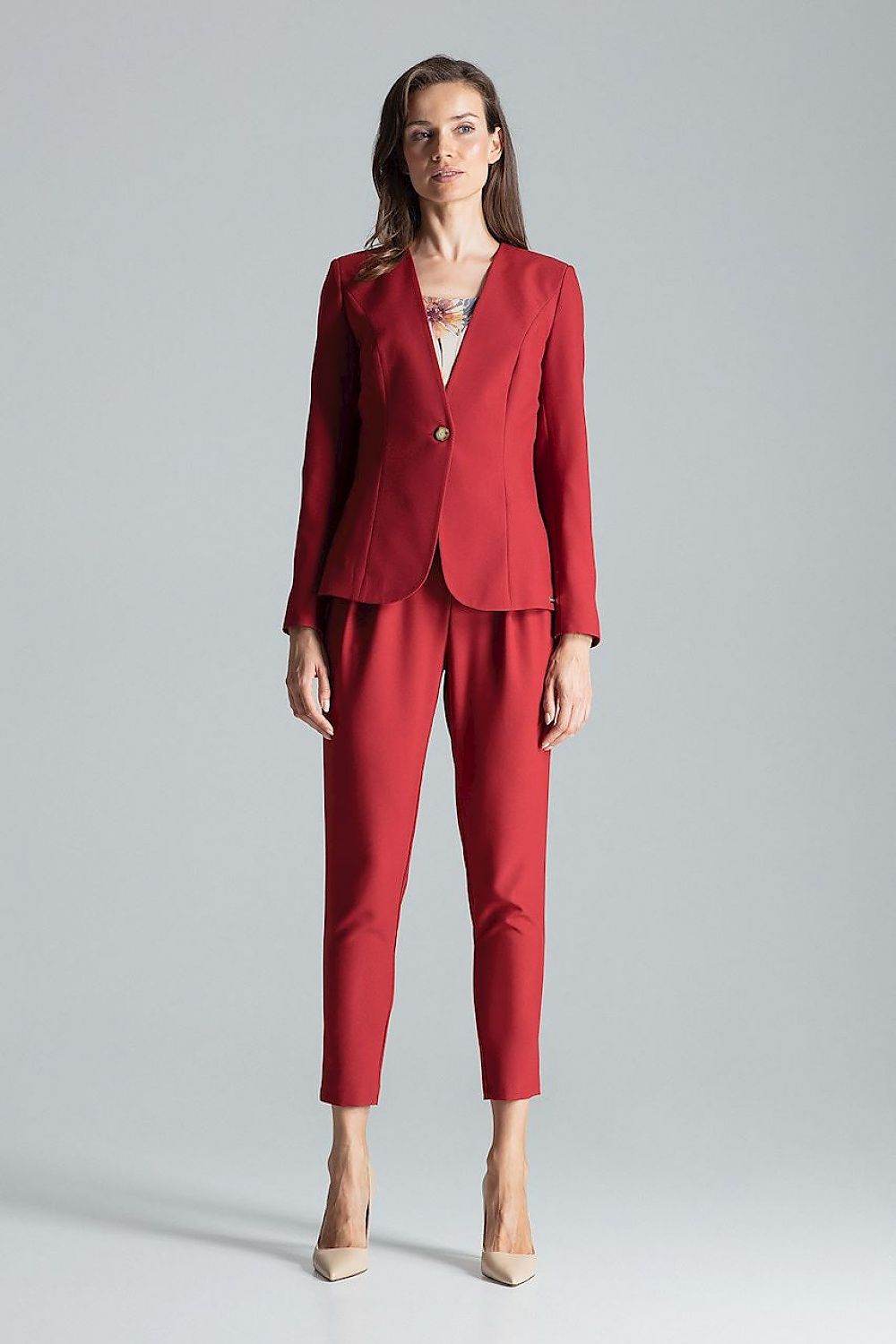 Maroon Classic Jacket with One Button Fastening - INDIEZ COUTURE