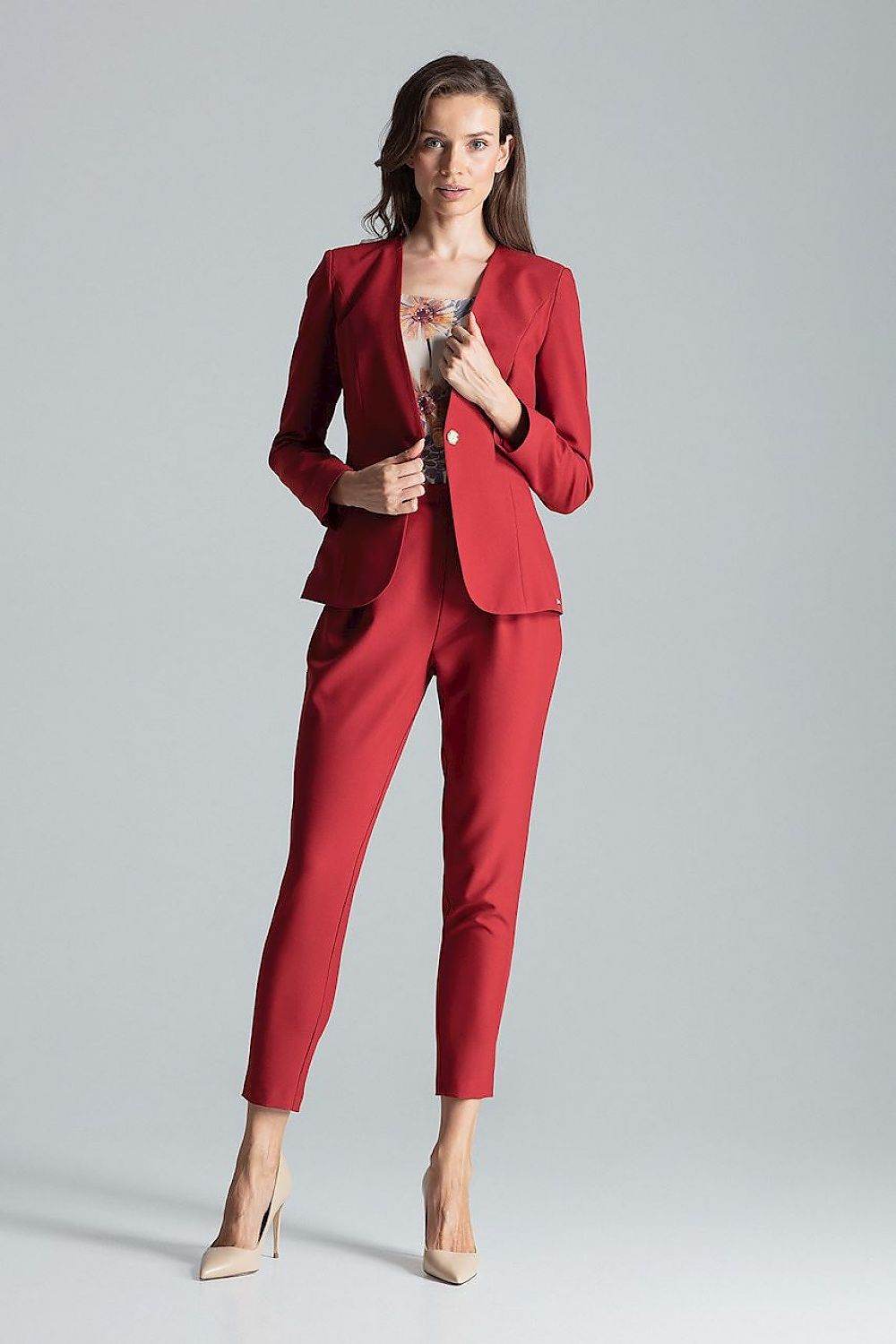 Maroon Classic Jacket with One Button Fastening - INDIEZ COUTURE