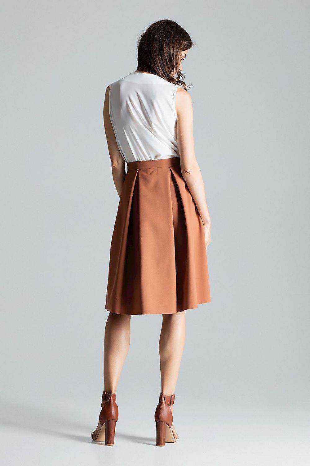 Brown Midi Skirt with Asymmetric Slit - INDIEZ COUTURE