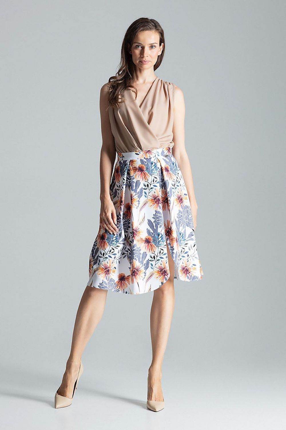 Brown Midi Skirt with Asymmetric Slit - INDIEZ COUTURE