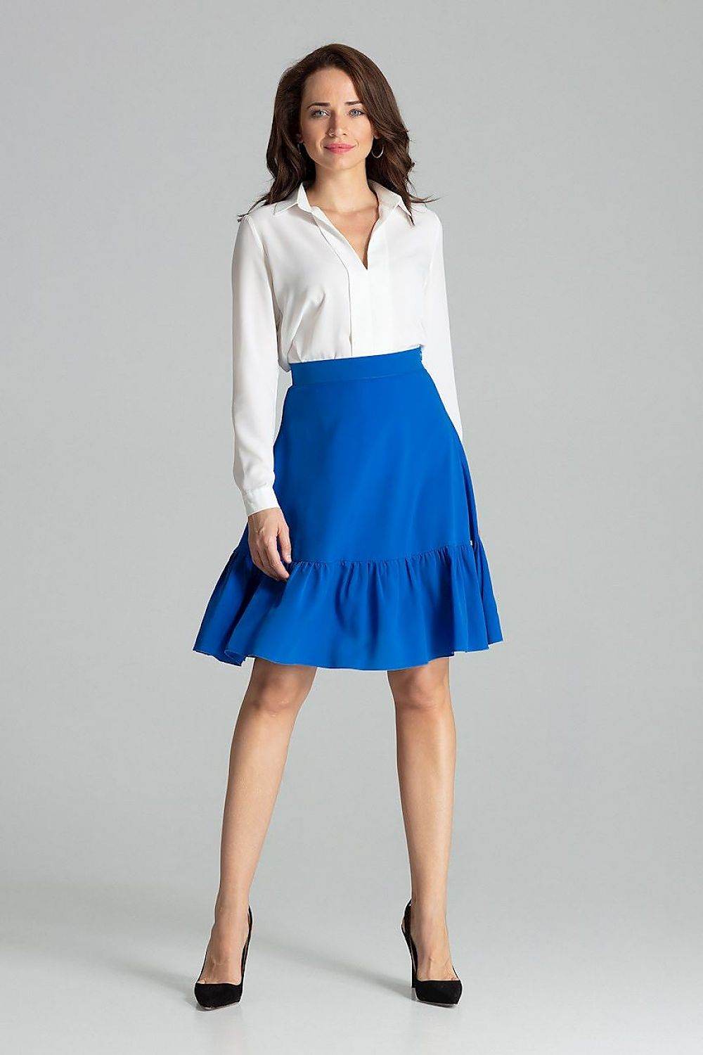 Sapphire Flared Knee Length Skirt with Ruffle - INDIEZ COUTURE