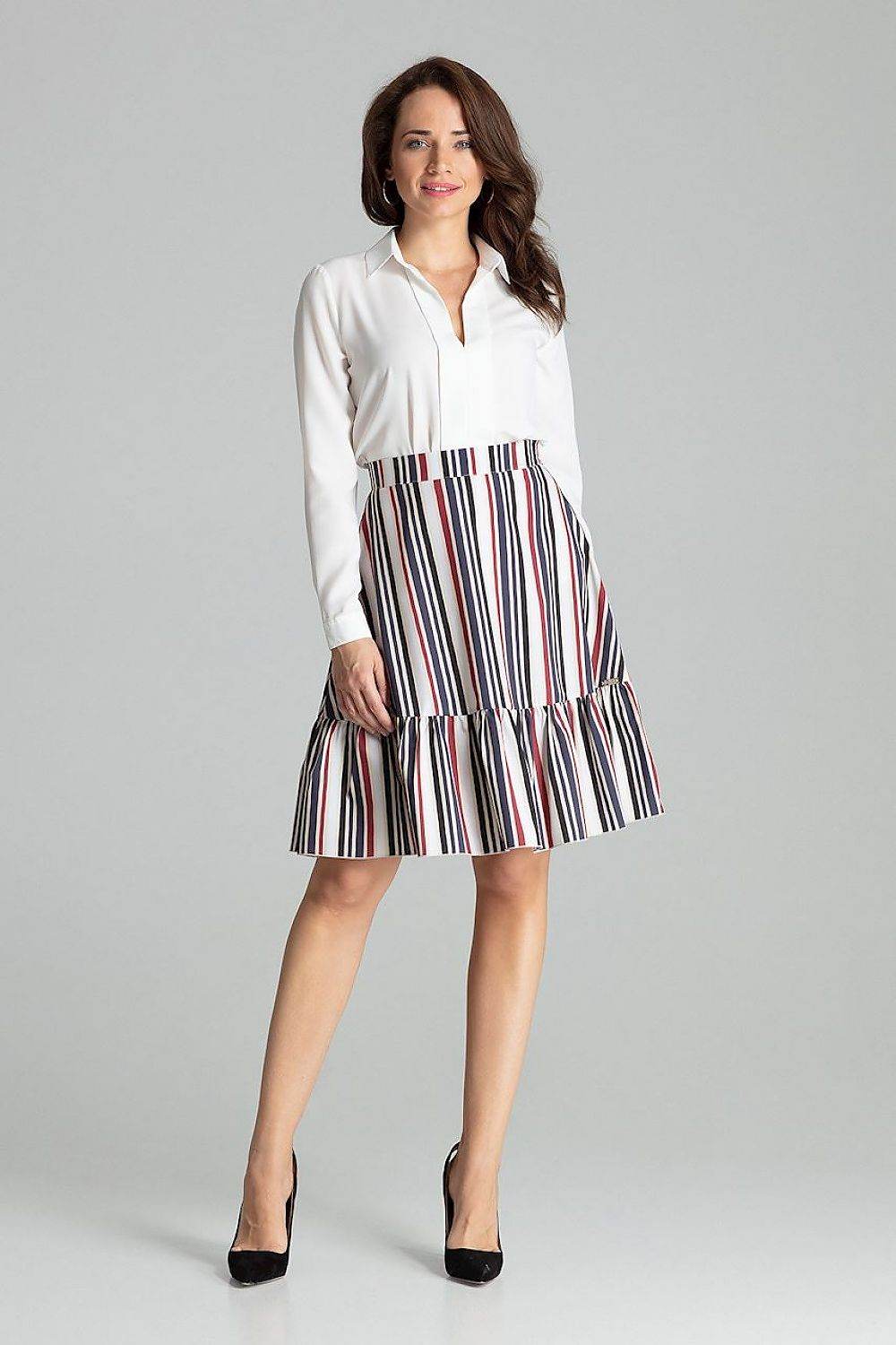 Sapphire Flared Knee Length Skirt with Ruffle - INDIEZ COUTURE
