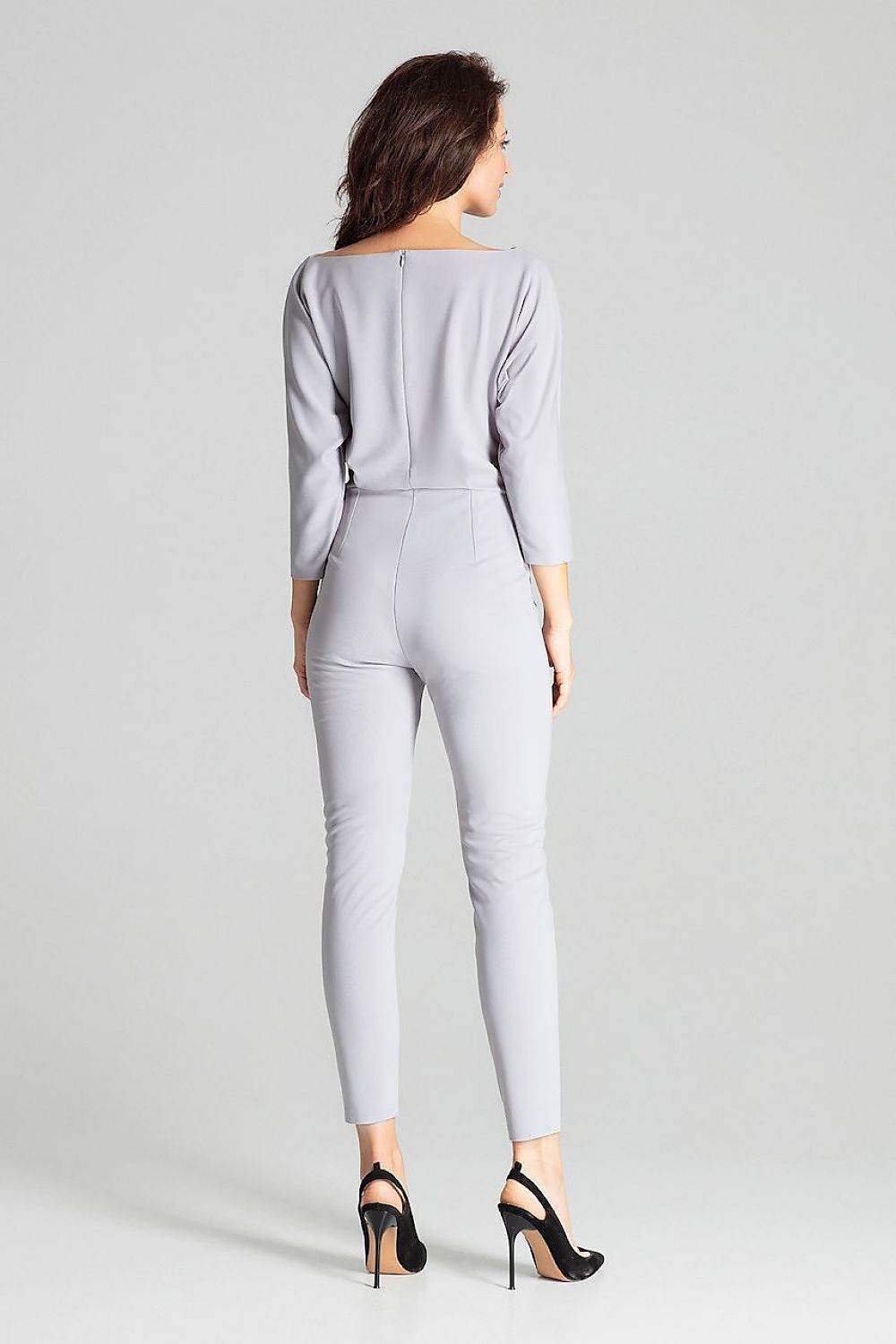 Elegant Grey Jumpsuit with Kimono Sleeves - INDIEZ COUTURE