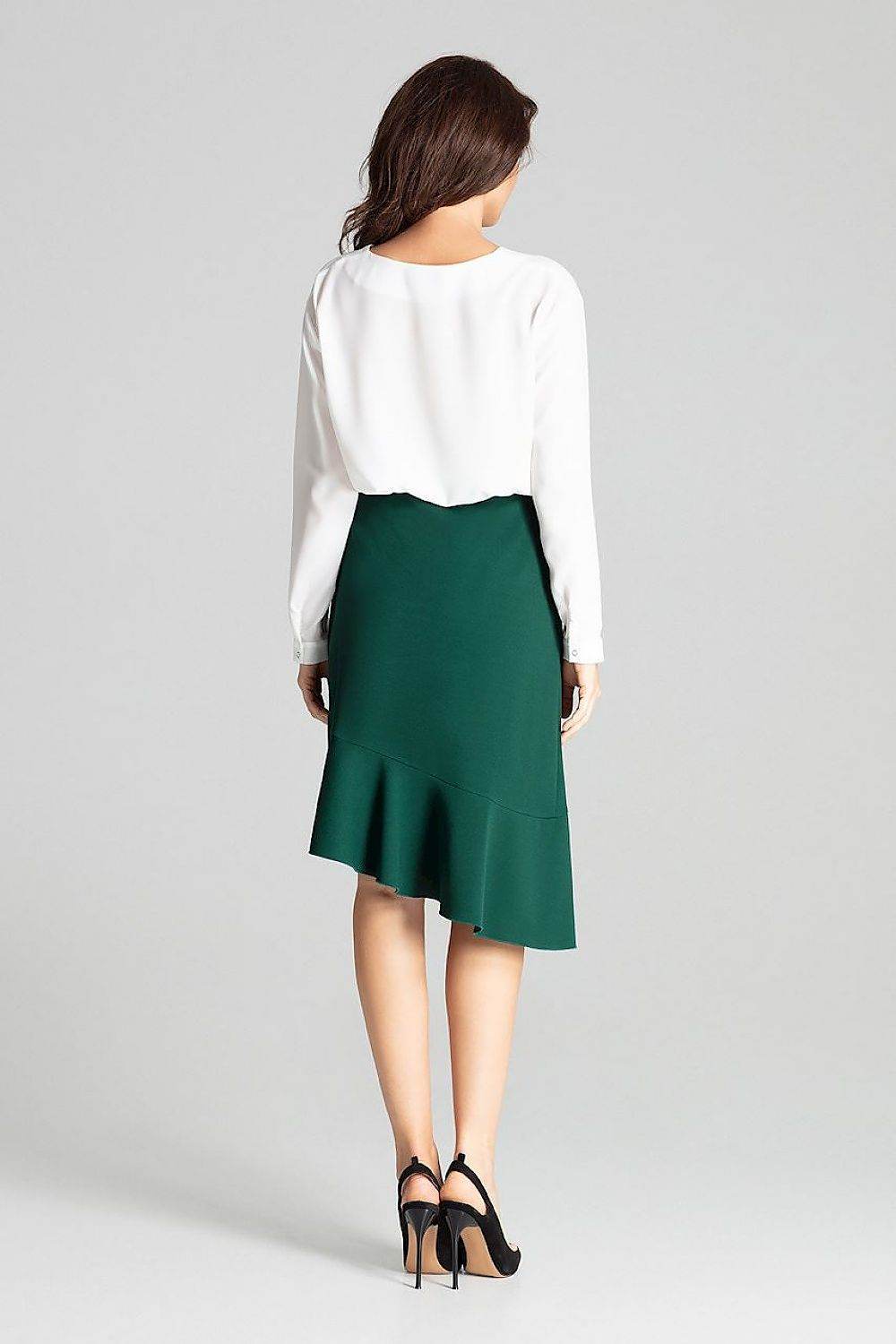 Grey Asymmetrical Midi Skirt with Ruffle Detail - INDIEZ COUTURE