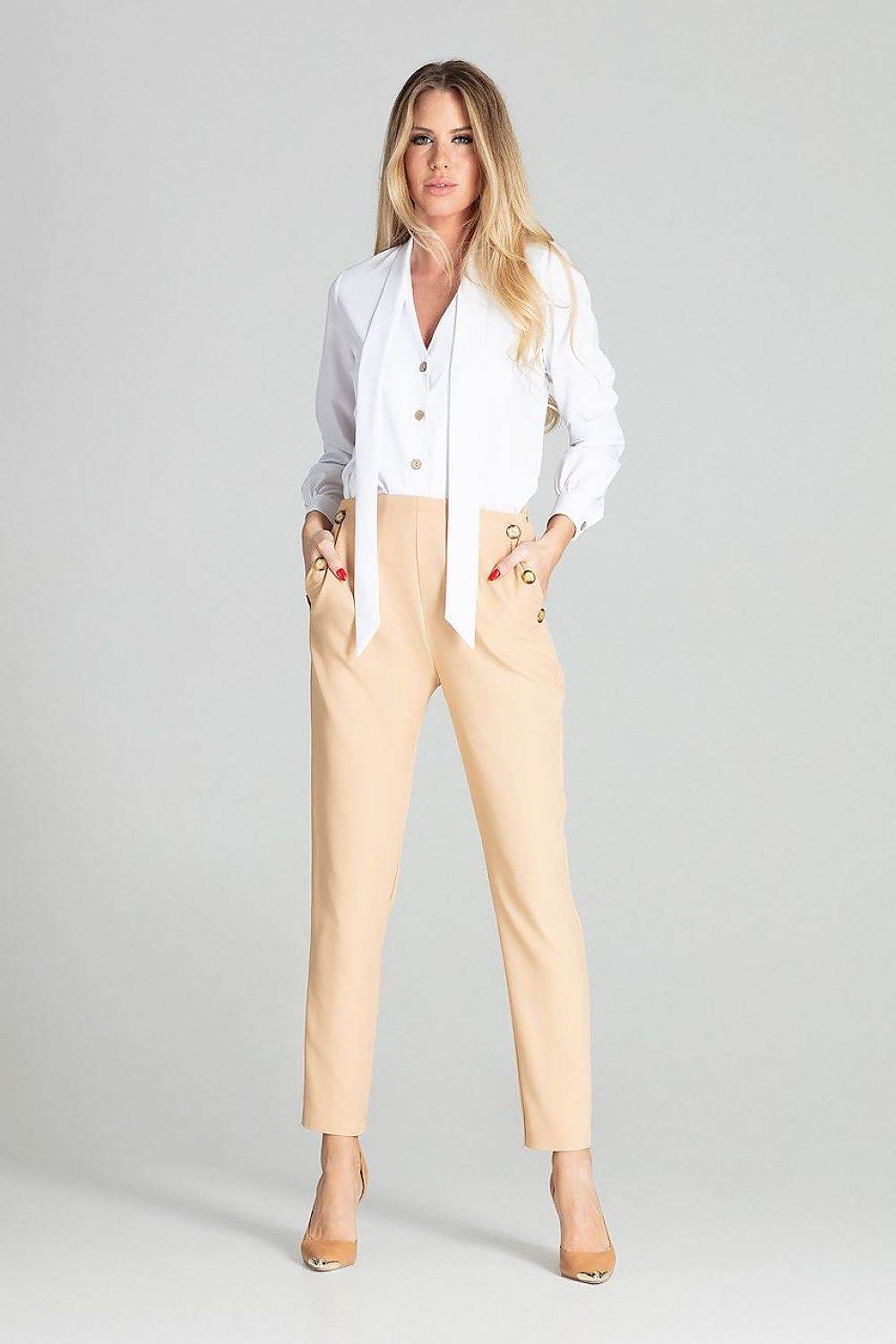 White Spring Long Sleeve Shirt with Cheese Neckline and Decorative Sash - INDIEZ COUTURE