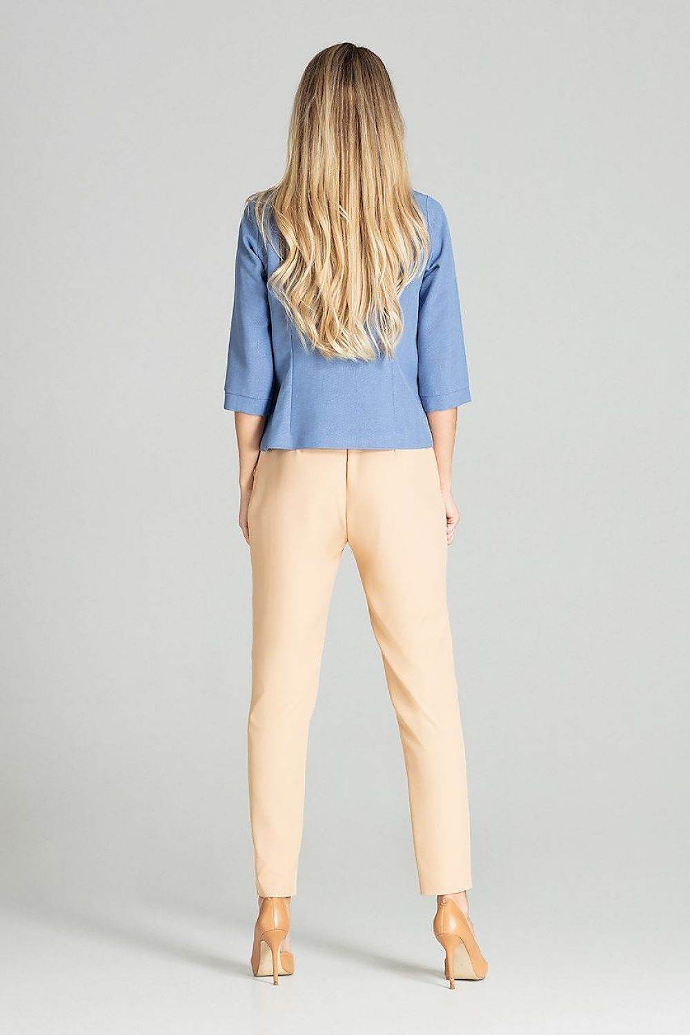 Blue Blouse with Three Quarter Sleeves and Button Front Fastening - INDIEZ COUTURE