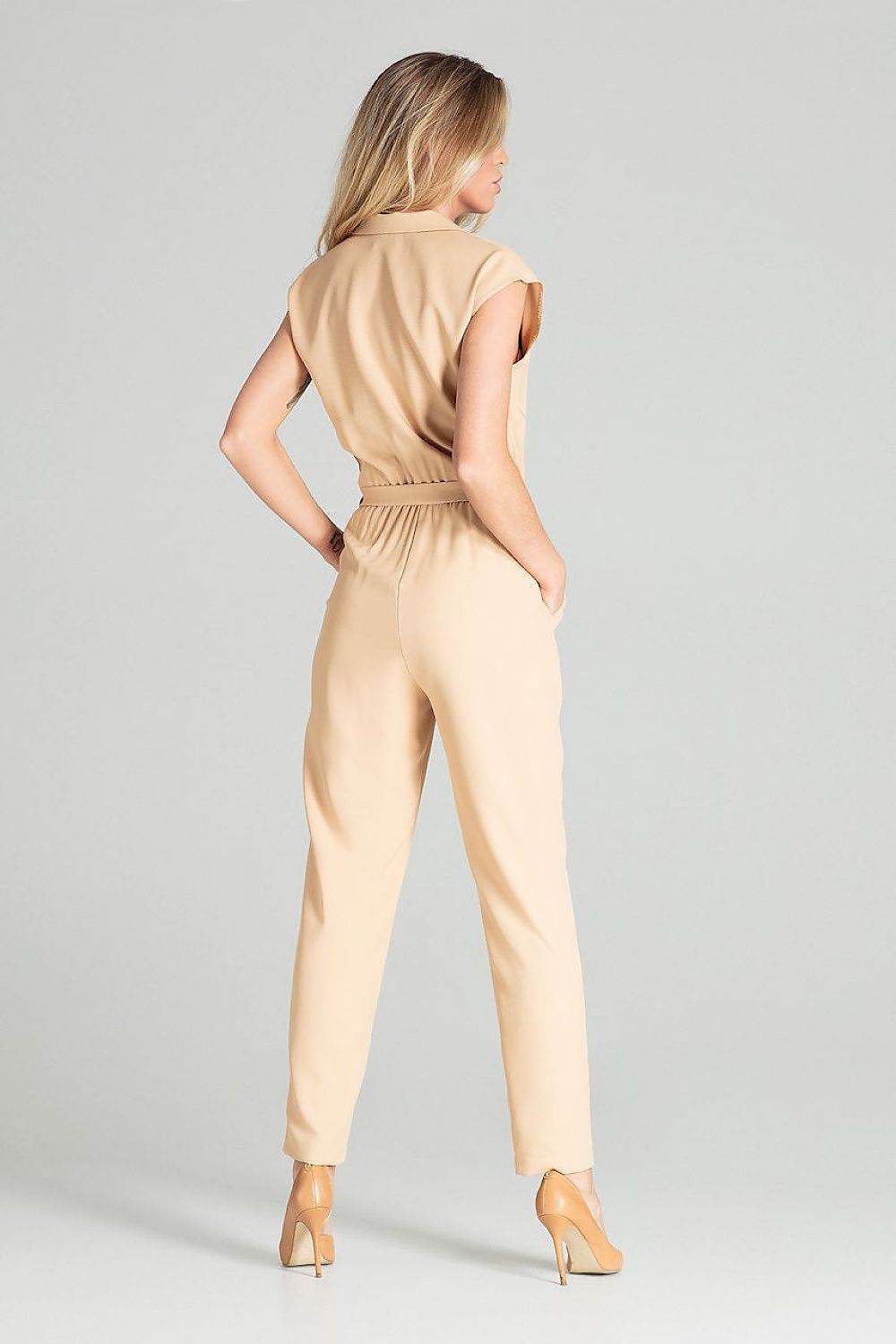 Stylish Blue Jumpsuit with Tapered Legs and Belt - INDIEZ COUTURE
