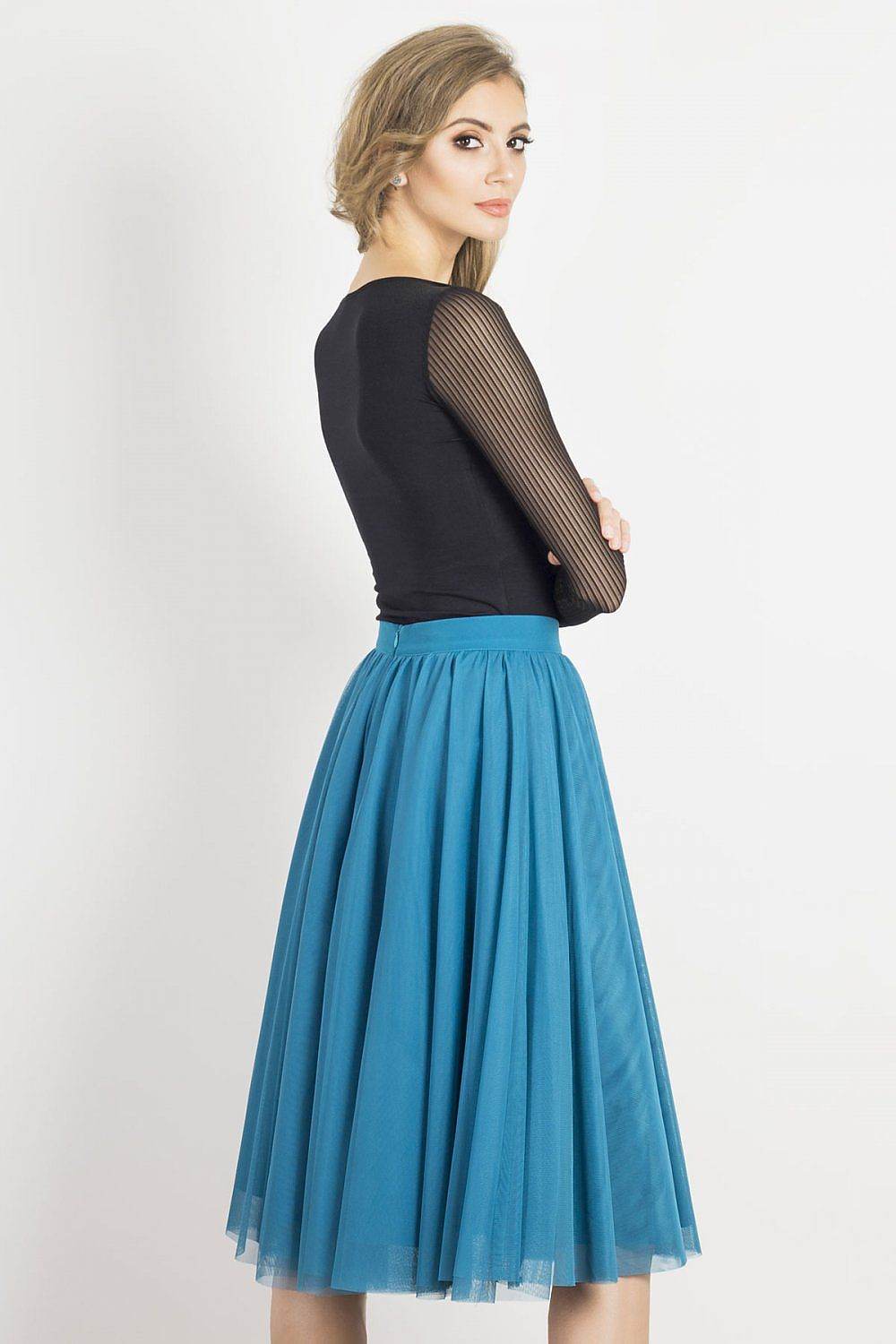 Elegant Two Layer Tulle Skirt with Belt - INDIEZ COUTURE