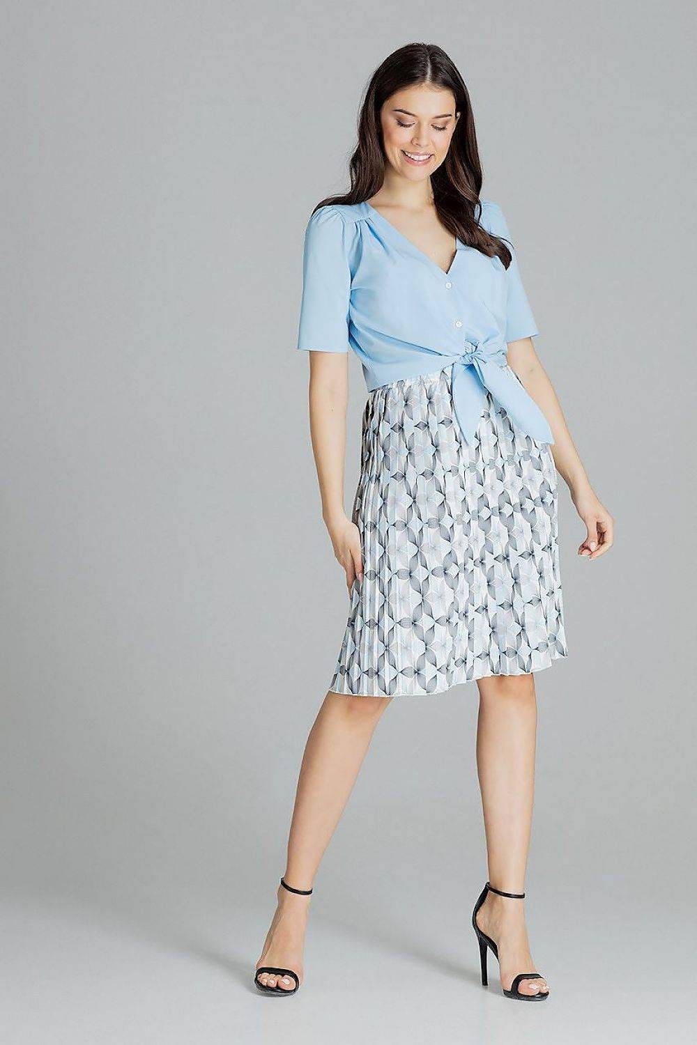 Pleated Patterned Midi Skirt with Rubber Waistband - INDIEZ COUTURE