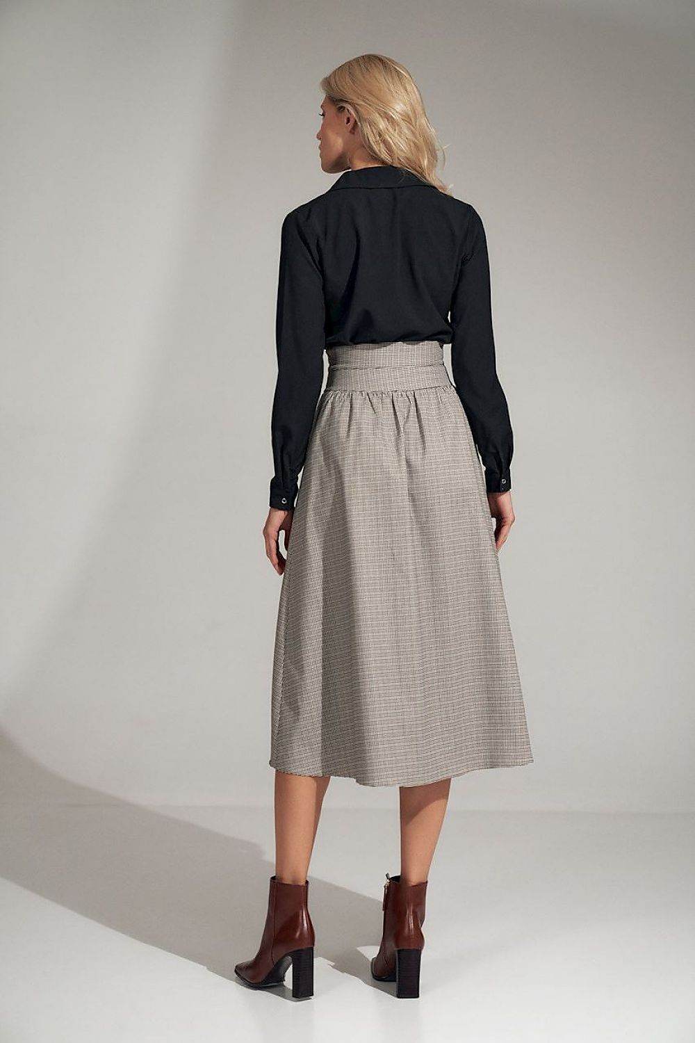 Plaid Flared Skirt with High Waist Design - INDIEZ COUTURE