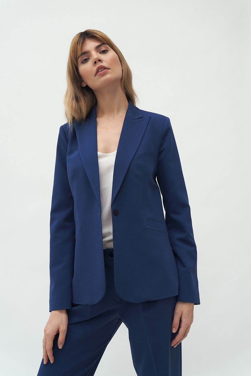 Tailored Navy Blazer with Notched Lapels - INDIEZ COUTURE