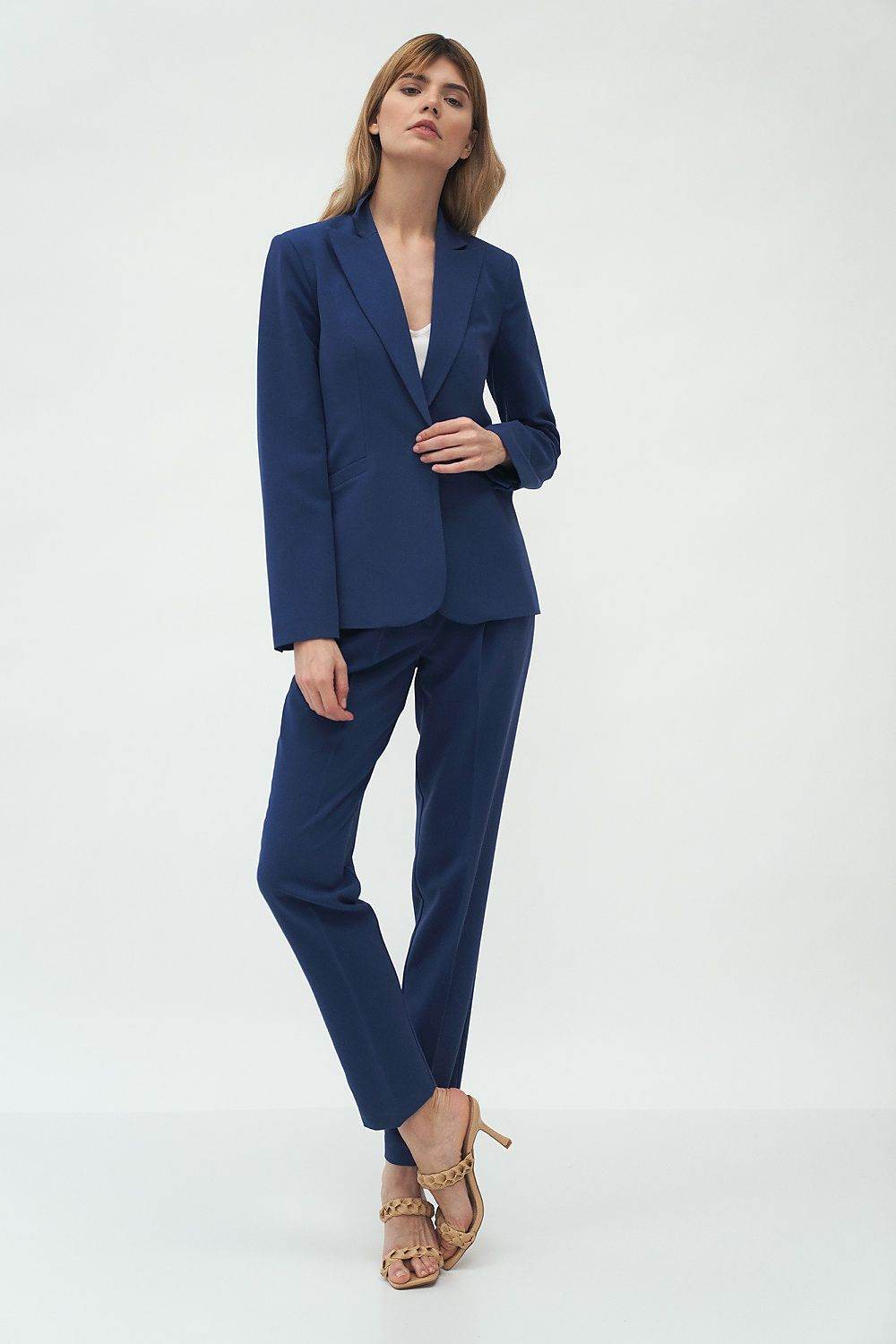 Tailored Navy Blazer with Notched Lapels - INDIEZ COUTURE
