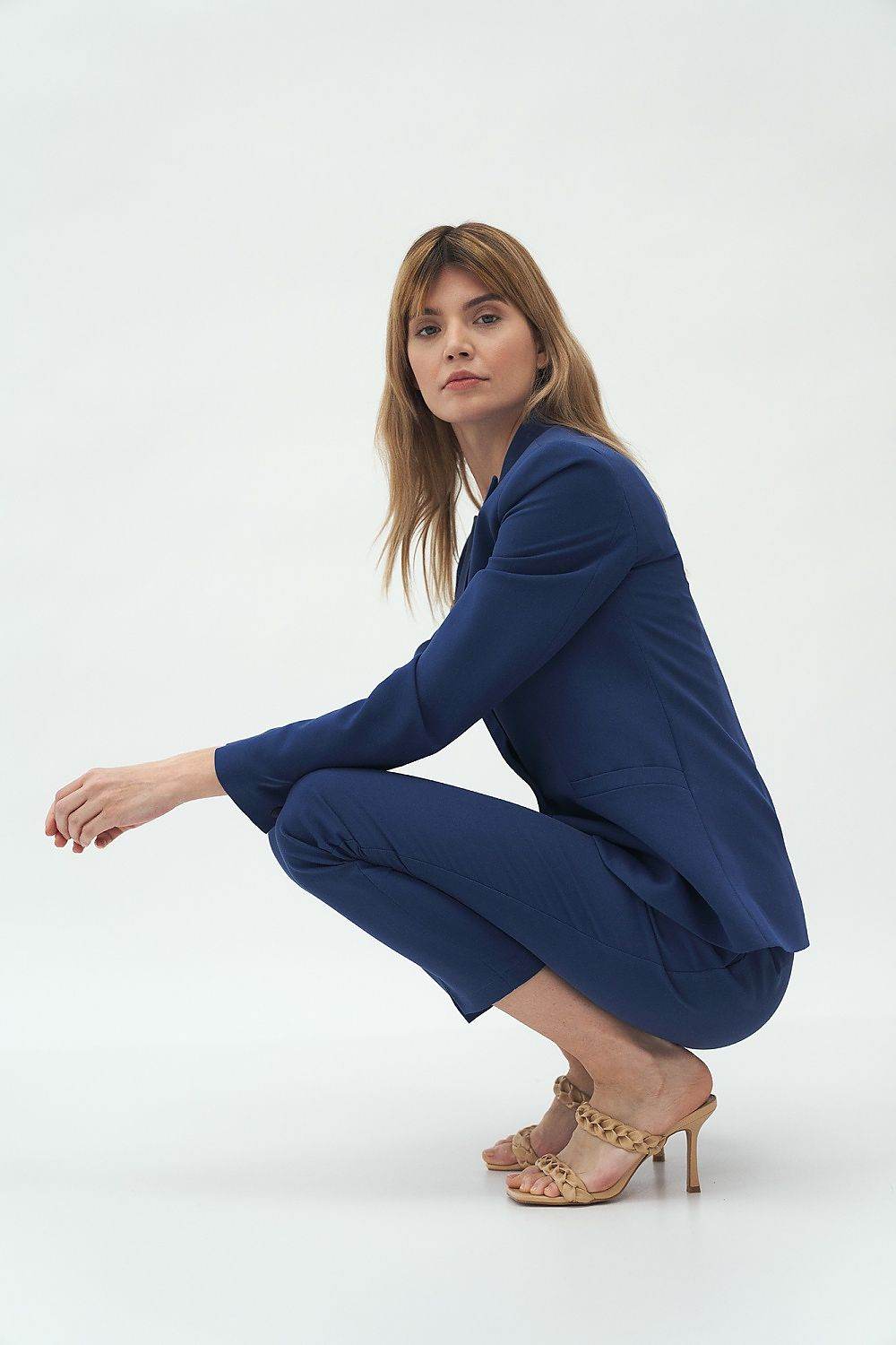 Tailored Navy Blazer with Notched Lapels - INDIEZ COUTURE