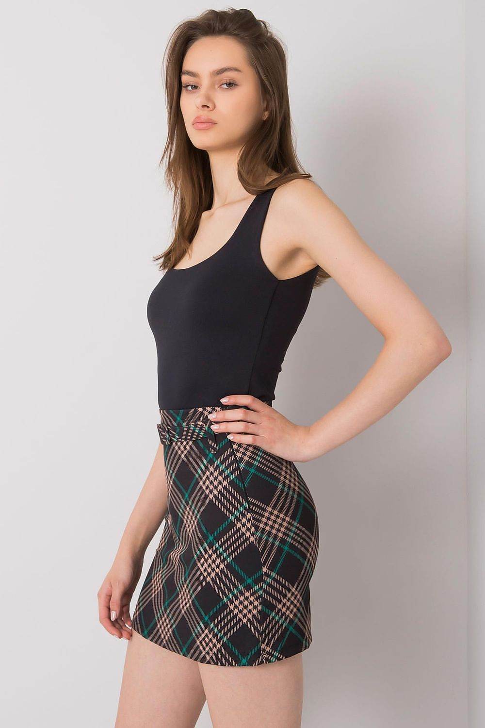 Checked Mini Skirt with Covered Zip - INDIEZ COUTURE