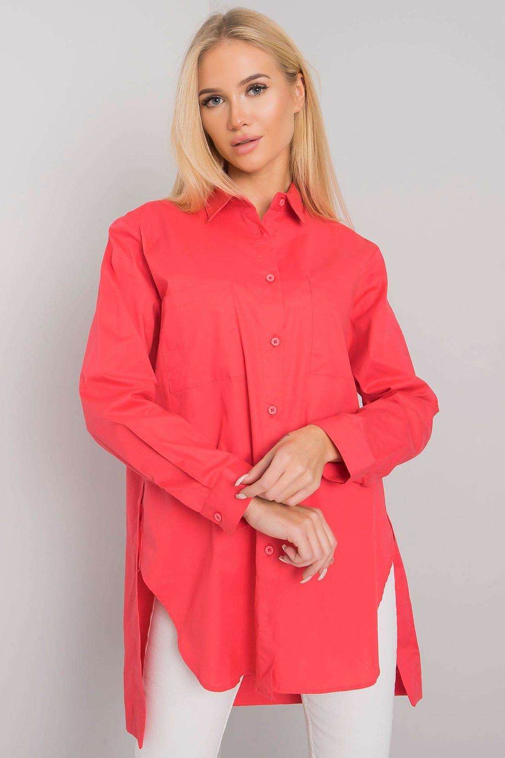 Coral Cotton Long Sleeve Shirt with Button Closure - INDIEZ COUTURE