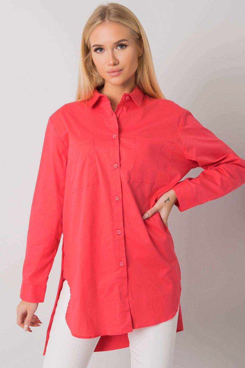 Coral Cotton Long Sleeve Shirt with Button Closure - INDIEZ COUTURE