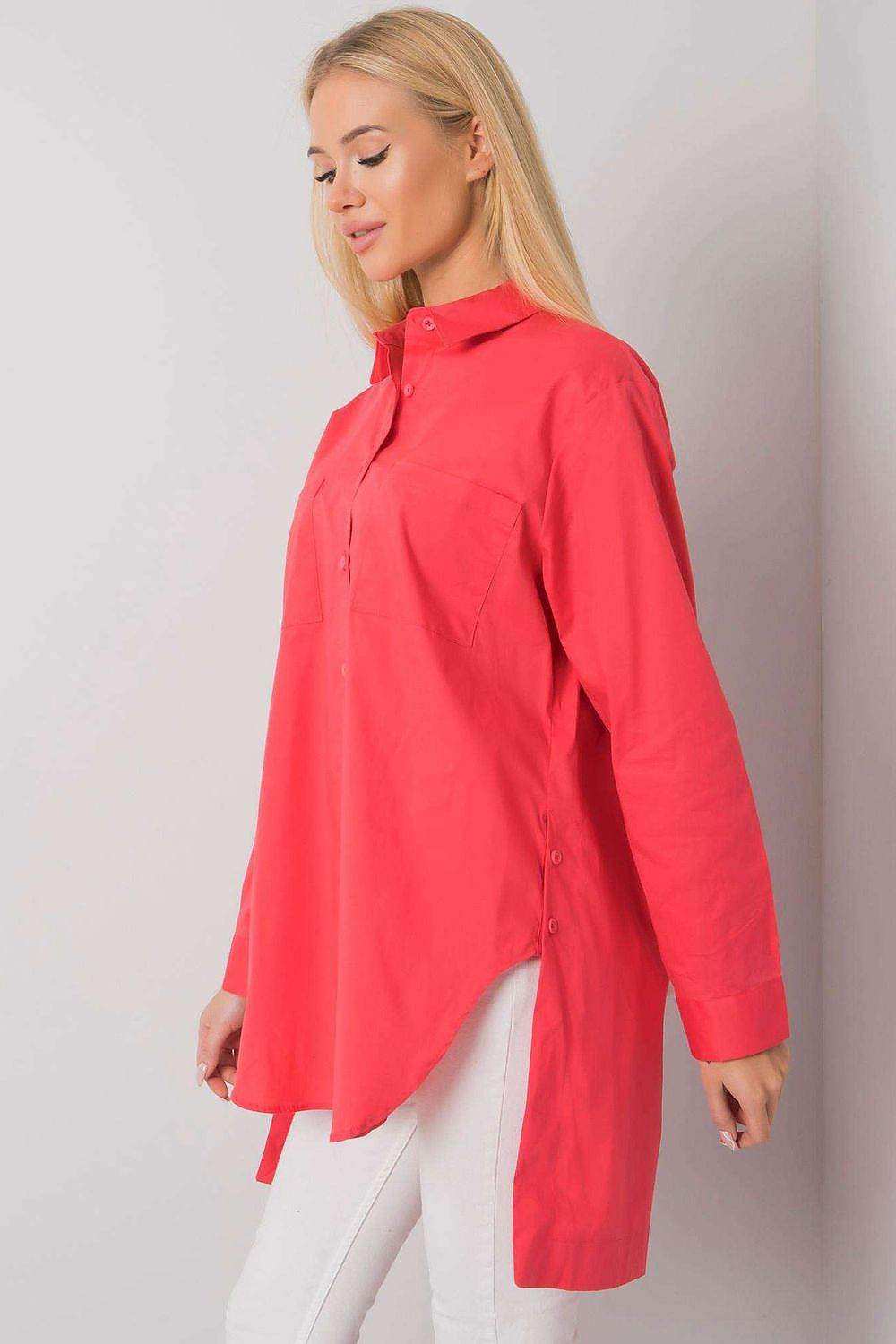 Coral Cotton Long Sleeve Shirt with Button Closure - INDIEZ COUTURE