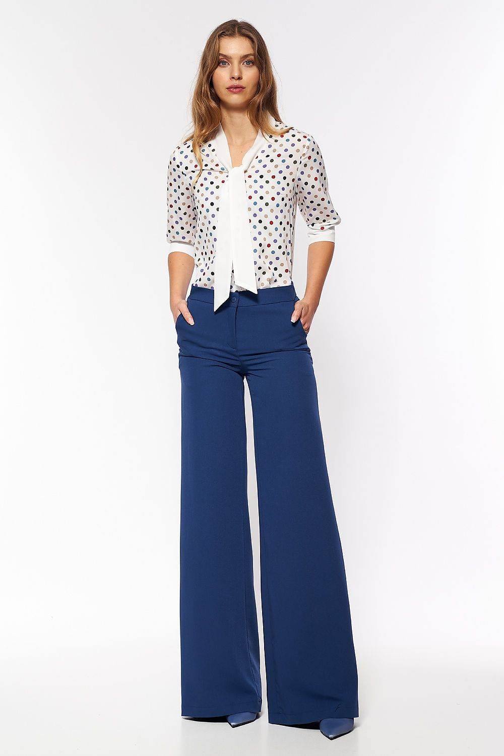 Colorful Polka Dot Short Sleeve Blouse with Subtle Design - INDIEZ COUTURE