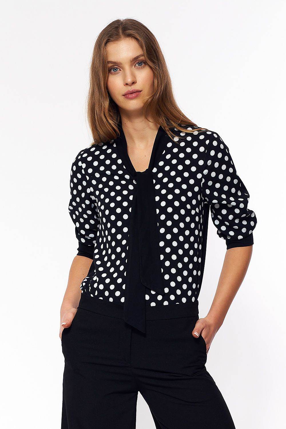 Colorful Polka Dot Short Sleeve Blouse with Subtle Design - INDIEZ COUTURE