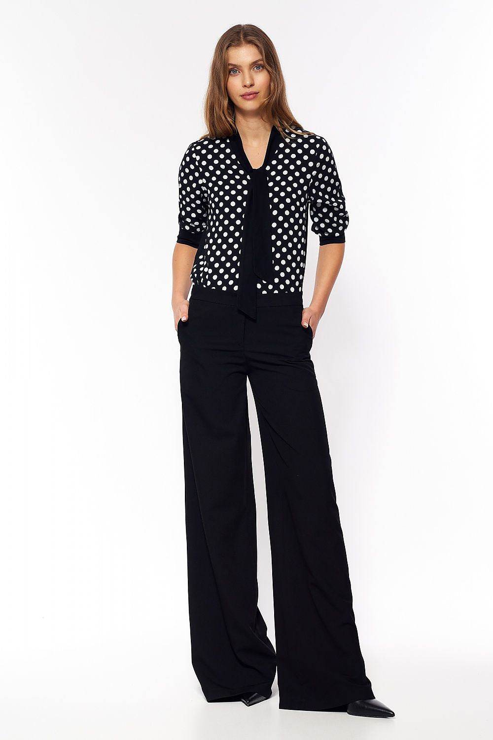 Colorful Polka Dot Short Sleeve Blouse with Subtle Design - INDIEZ COUTURE